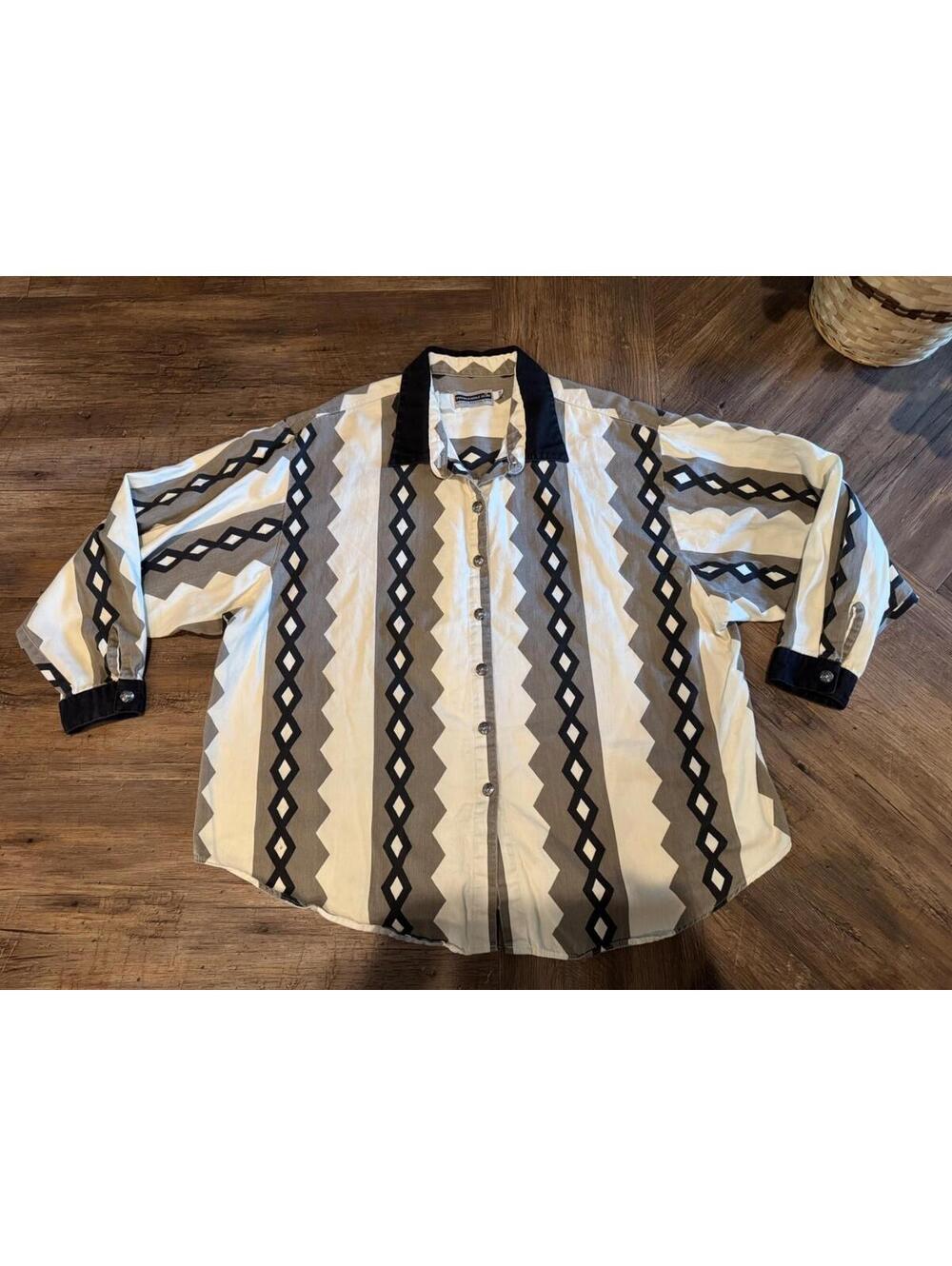 Vintage Panhandle Slim Geometric Aztec Pringlt Swing Buttondown Shirt sz Lg/XL